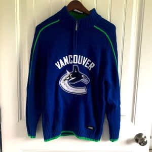 Vancouver Canucks NHL retro half zip knit sweater Women’s M